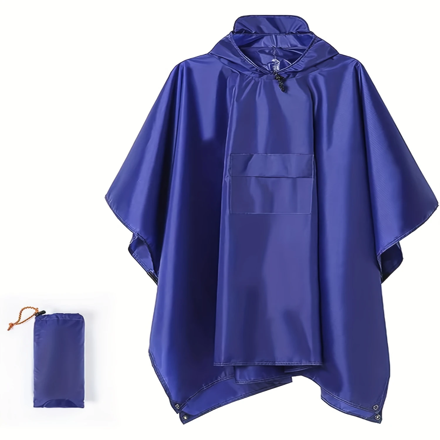 Versatile Men's 3-in-1 Raincoat – Waterproof & Hooded Poncho with Drawstring, Lightweight for All-Season Hiking and Camping