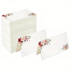 20/50/100pcs Printed Flowers Name Place Cards Wedding Seating Number Card Table Decor Christmas Birthday Party Greeting Card