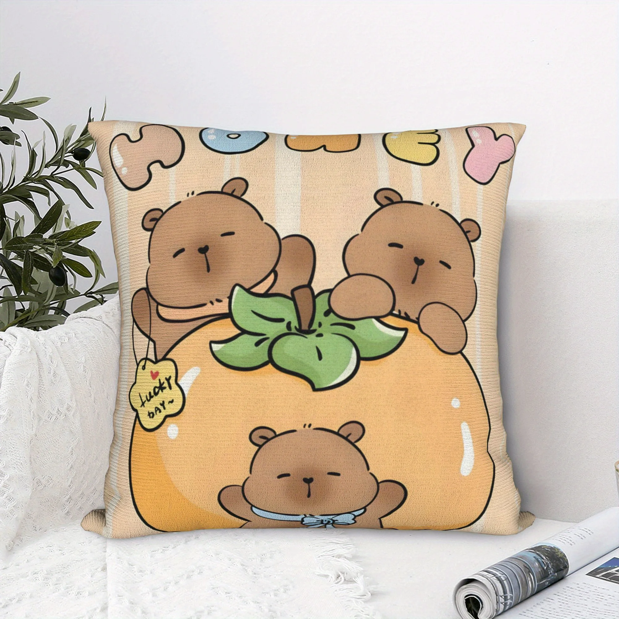 1pc Illustrative Triad Figure Motif Graphic Pillowcase for Home Decoration Cushion Cover Short Plush 45x45cm 18x18in