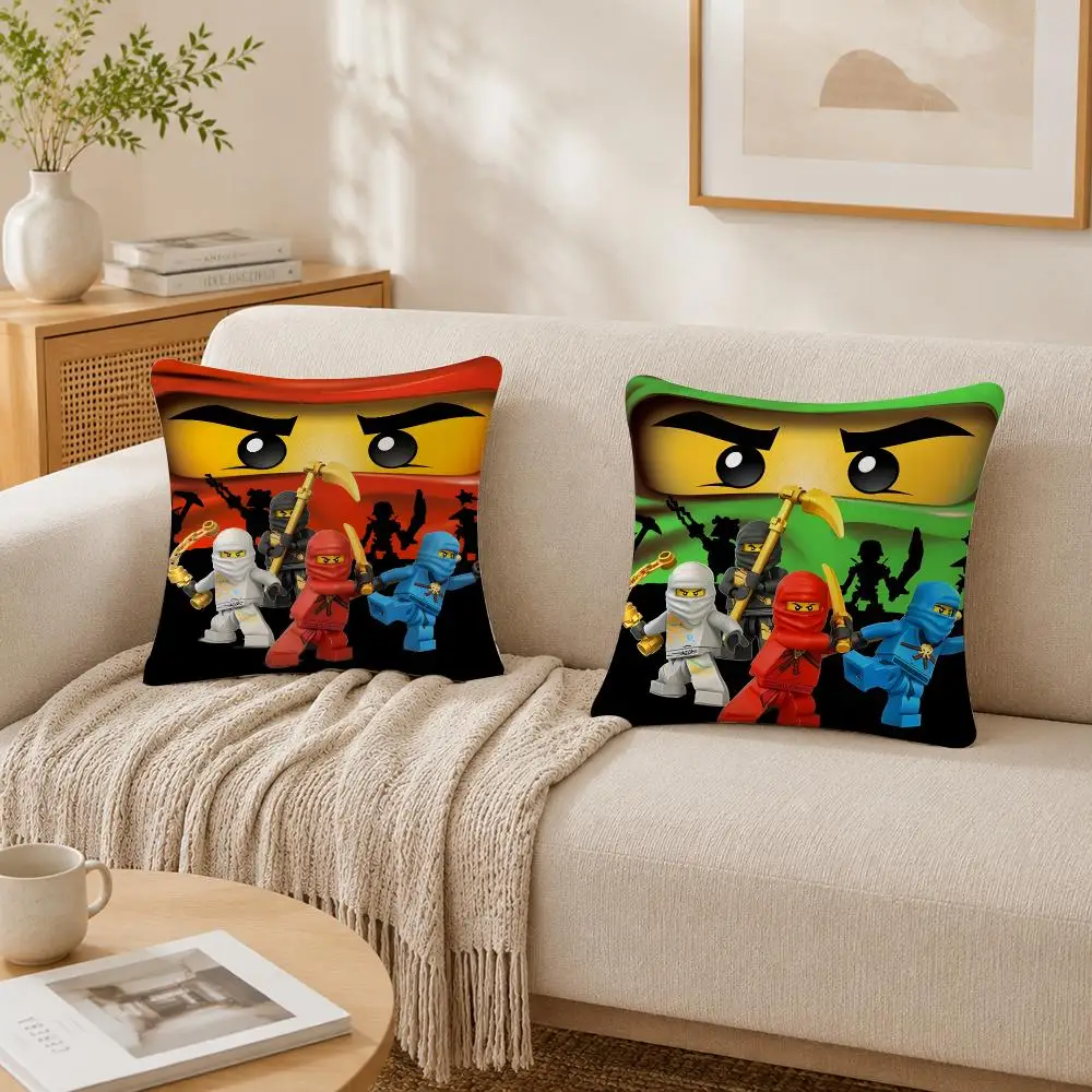 Cool Cartoon-N-Ninjago Cushion Cover Plush Decorative Pillow Case With Hidden Zipper Cutecore Room Decor For Home