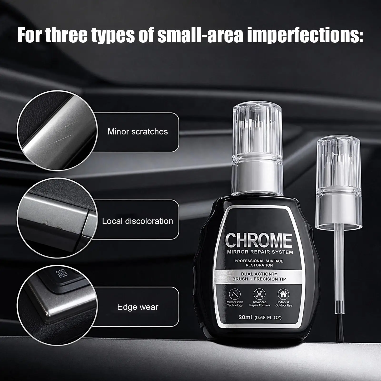 20ml Car Repair Solution Automotive Chrome Silver Repair Fluid High-Gloss Door Paint Restoration and Repair Paste Repair Bottle
