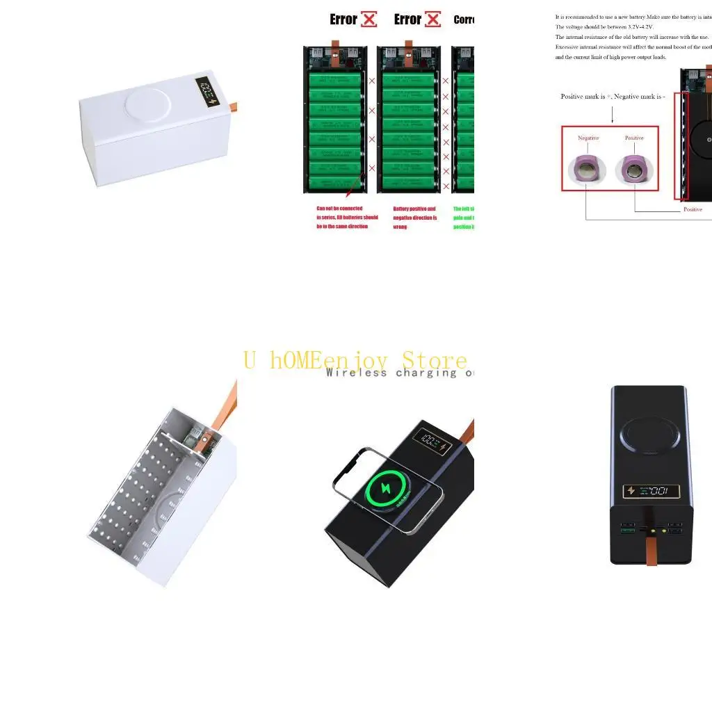 

B0KF DIY 40x18650 Коробка для хранения энергии, DIY Корпус питания со светодиодной подсветкой Чехол Поддержка PD зарядка Функции