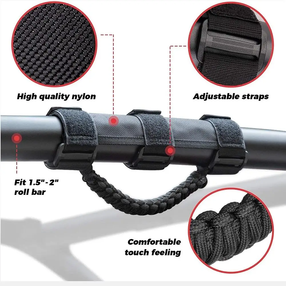 1คู่ไนลอน UTV Hand Grips Handrail สำหรับ1.5-2นิ้วม้วนบาร์ Self-สายรัด Compatible สำหรับ Polaris Rzr Can Am X3