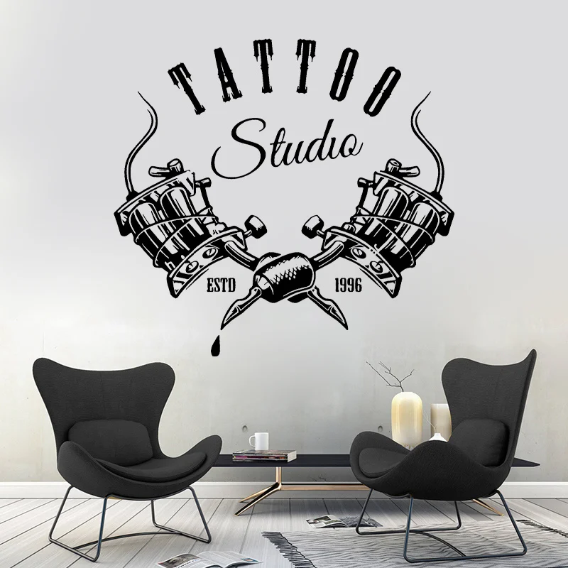 Tattoo Shop Studio Sign Wall Stickers Cool Window Decal Vinyl Art Advertising Retail & Store Decoration Wallpaper Remvoable 4502