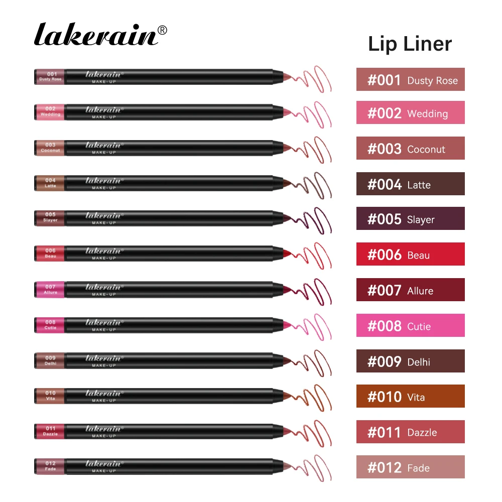 12 Kleuren Matte Lipliner Potlood Rode Contour Tint Lippenstift Waterdichte, Langdurige Antiaanbakbeker Vochtinbrengende Lippen Make-Up