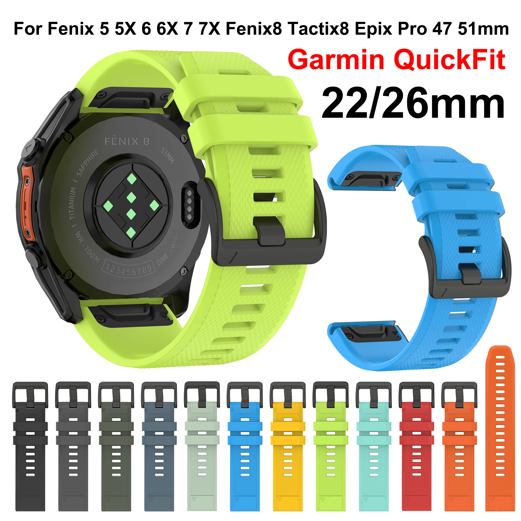 Für Garmin Fenix 5 5X Plus Smartwatch-Armband QuickFit 22mm 26mm Band für Fenix 6X Pro 6 7 7X Fenix8 Epix Pro Gen2 945 965 Correa