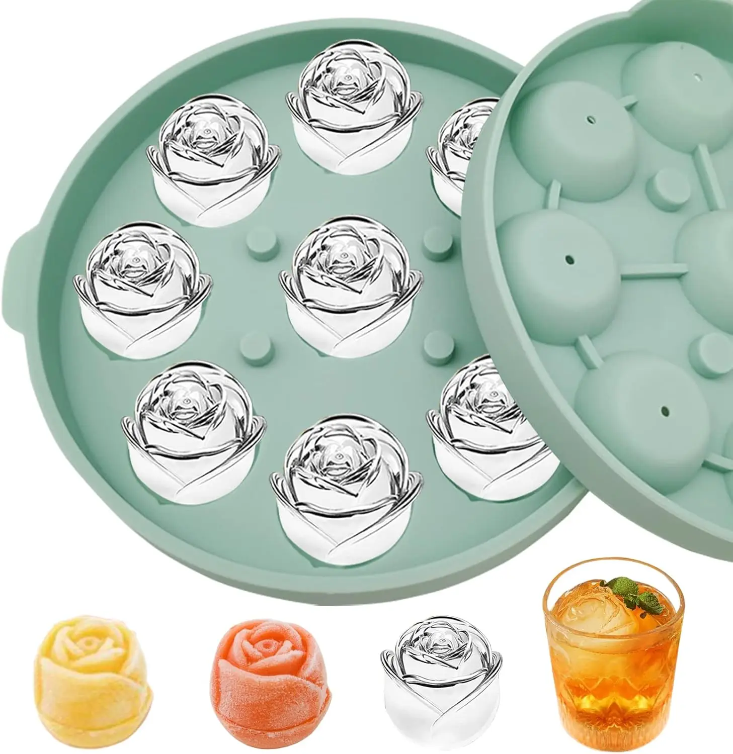 

Silicone Ice Cube Tray Rose Ice Molds for Cocktails Mimosas Whiskey Ice Cube Trays for Freezer