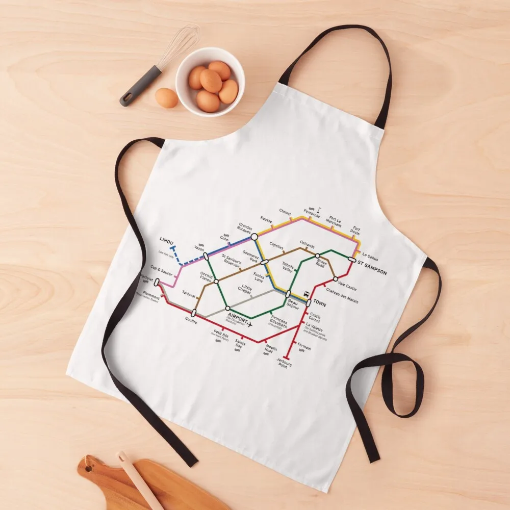 

Guernsey metro-style map Apron custom kitchen apron woman Apron for girl