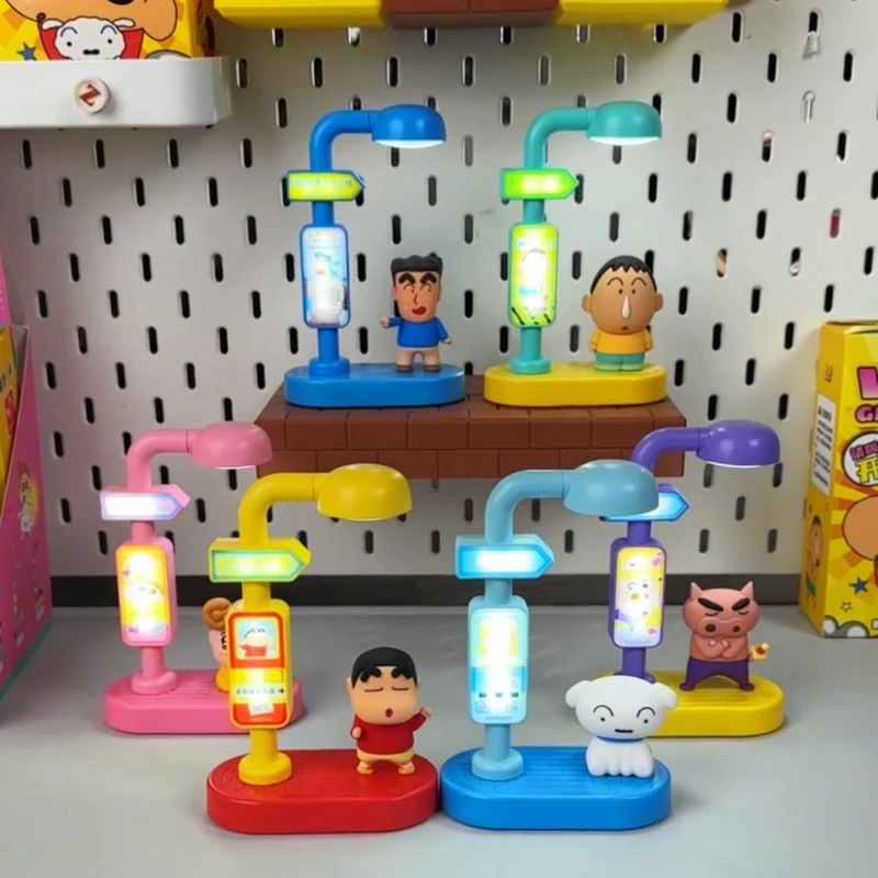 크레용 신짱 음성 제어 램프 블라인드 박스 음성 인식 야간 조명 USB 충전 귀여운 장난감 데스크탑 장식품 서프라이즈 선물