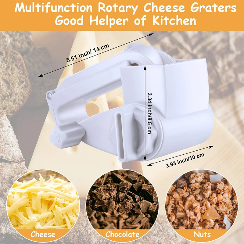 LMETJMA Rotary Cheese Grater Manual Handheld Cheese Grater with Stainless Steel Drum for Grating Hard Cheese Chocolate Nut JT241
