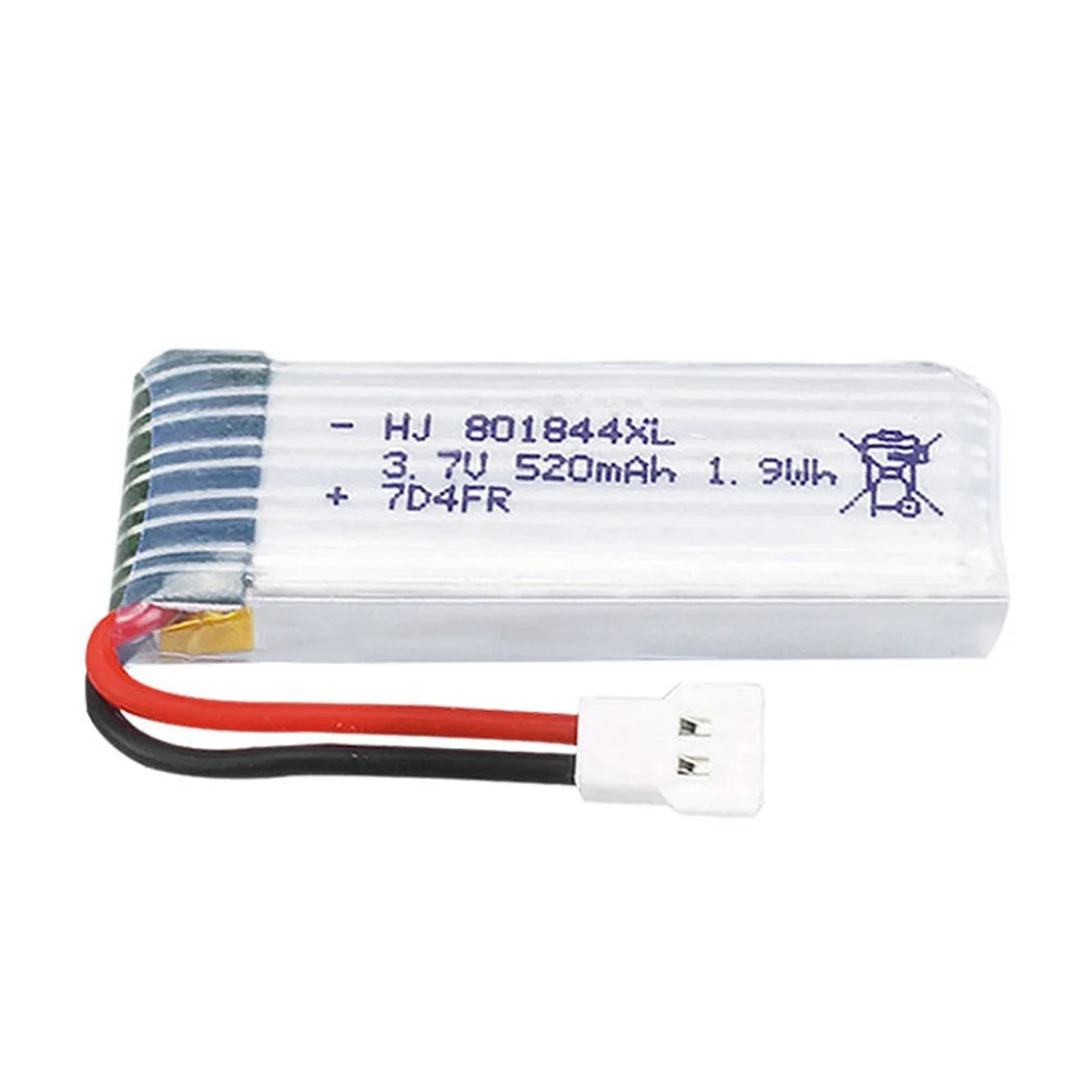 Lipo Battery for H107P RC Camera Drone Spare Parts 3.7V 520mAh XH2.54 Plug 25C 1S 801844 Lithium Battery 1S 1-10pcs