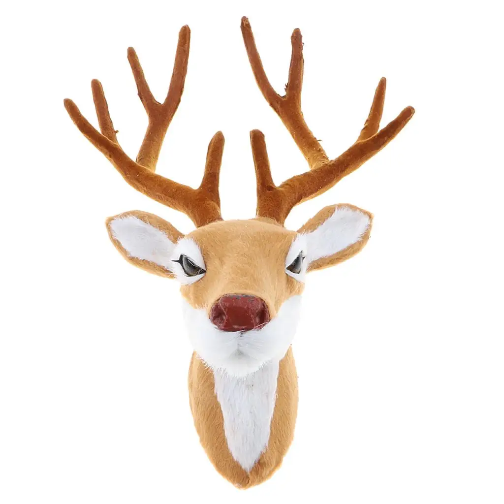 Stuffed Deer Head Model Toy, Animal Wall Hanging Decor, Home Ornament Gift