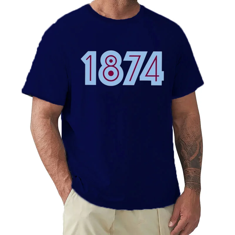 أستون فيلا 1874 الرجال تي شيرت مضحك حجم كبير تي شيرت الرجال طاقم الرقبة القطن تيز قصيرة الصيف الذكور #5