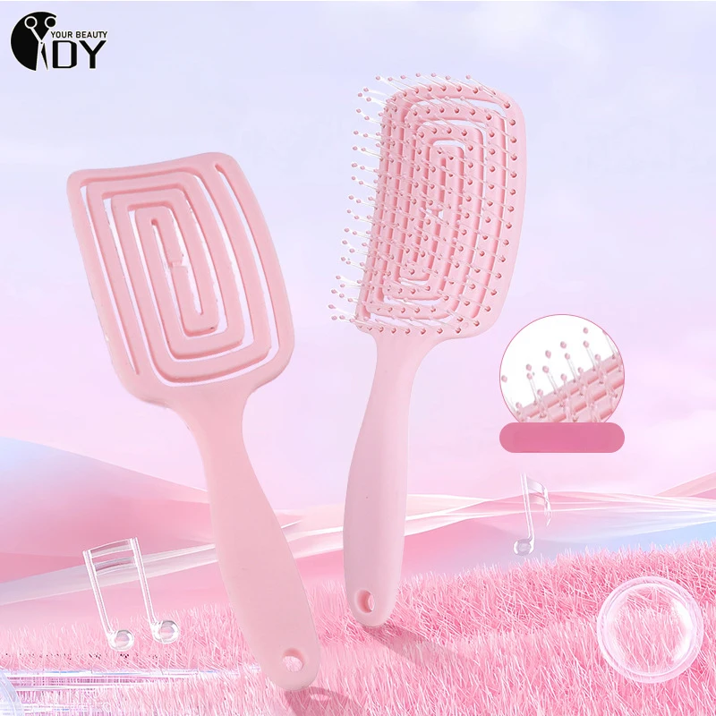 

Square Hollow Hair Scalp Massage Combs Anti-static Hair Brush Wet Dry Curly Detangler Hairbrush Nylon Salon Hair Styling Tools