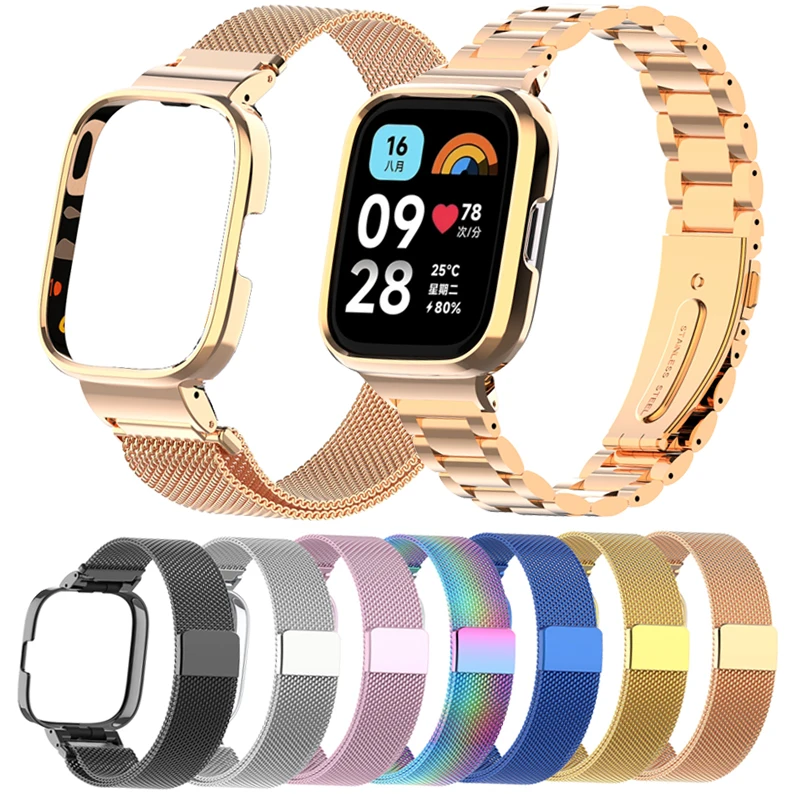 Magnetic Strap Metal Protective Case For Redmi Watch 3/3 Active Smartwatch Bracelet For Redmi Watch 2 Lite Wristband Cover Shell