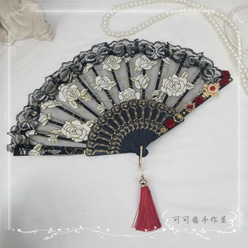 

Оригинальный антикварный дворцовый вентилятор горячего тиснения, складной вентилятор Лолиты