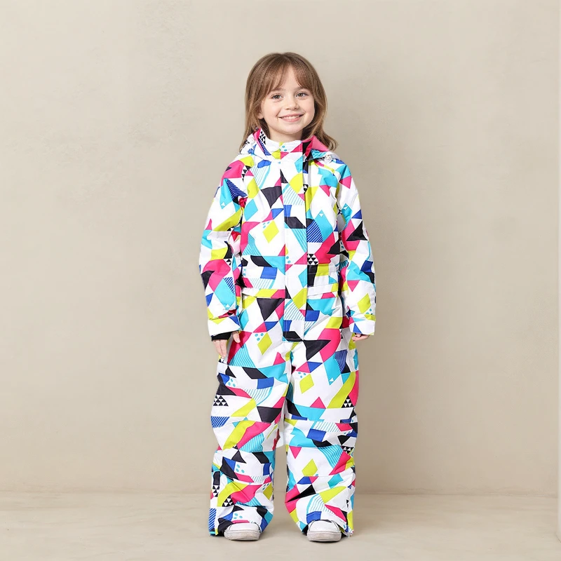 15K Children's Ski Suit Boy's and Girl's Set with Thick Waterproof and Warm Snow Winter Breathable Clothes  Windproof Clothing