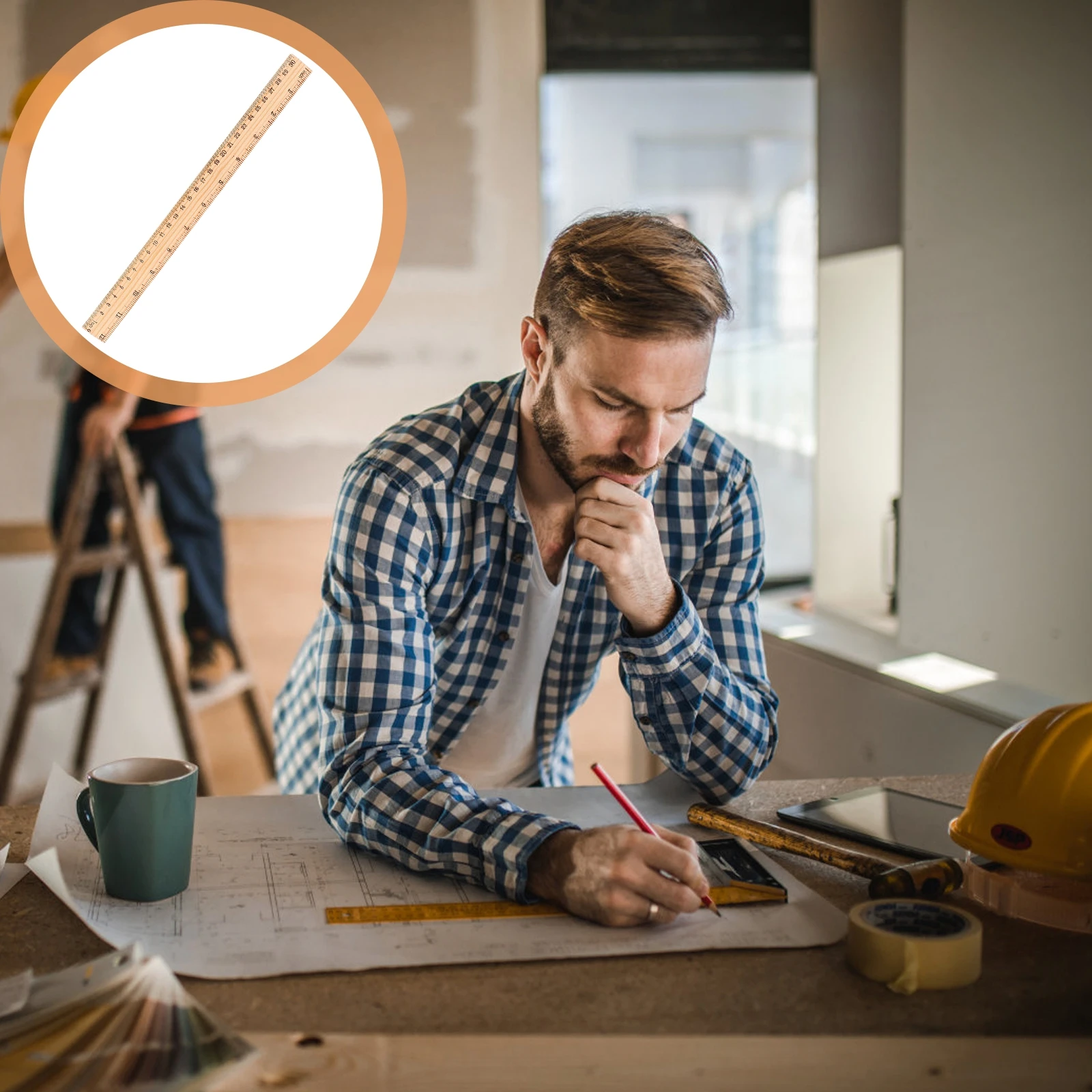 30pcs 20Cm Wooden Ruler Straight Measuring Tool Double Scale Clear Graduation For Artists Students Architects Office School Use