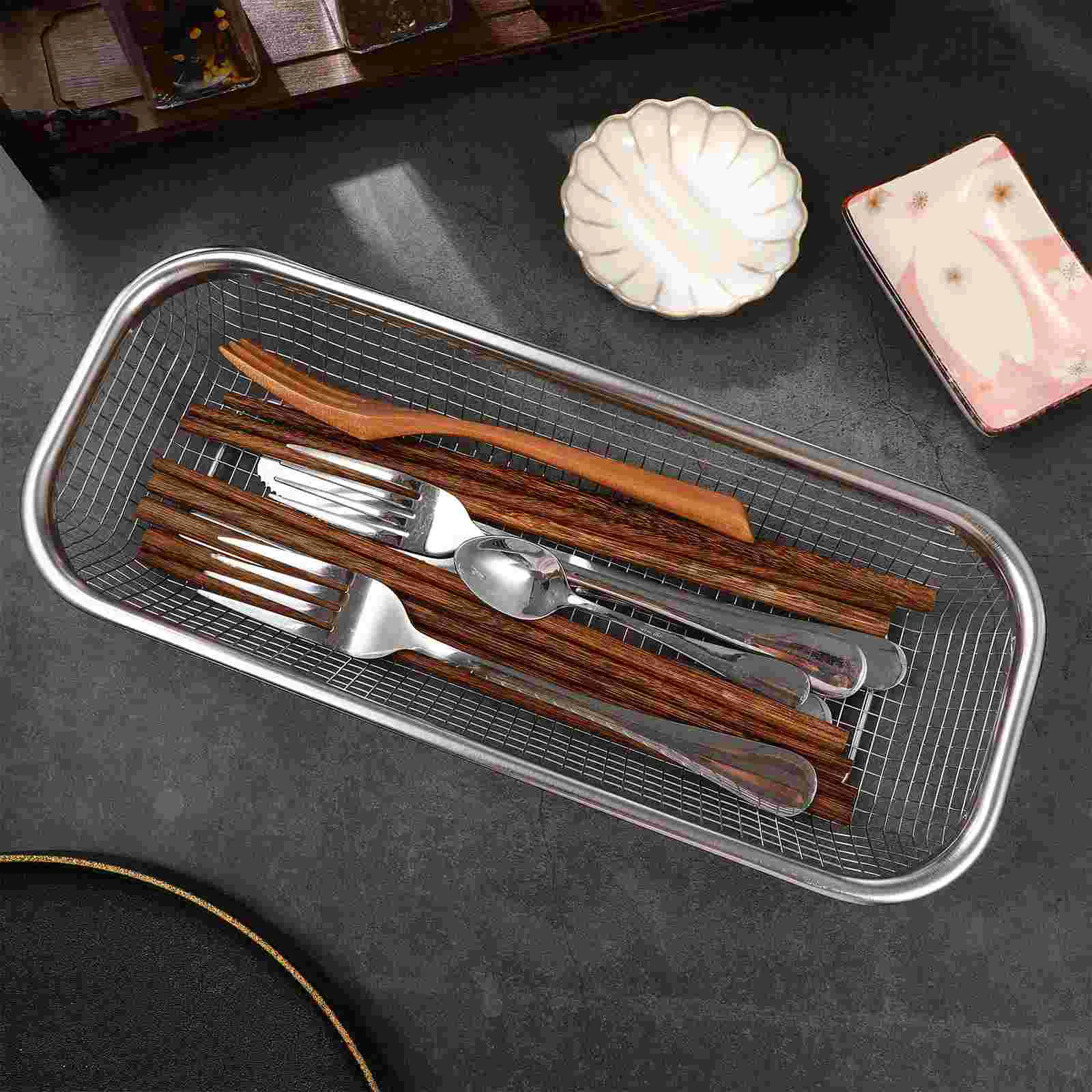 Cabinet Chopstick Rest Holder Storage for Dishwasher Metal Tray Utensil Container Cutlery Stainless Steel Rack