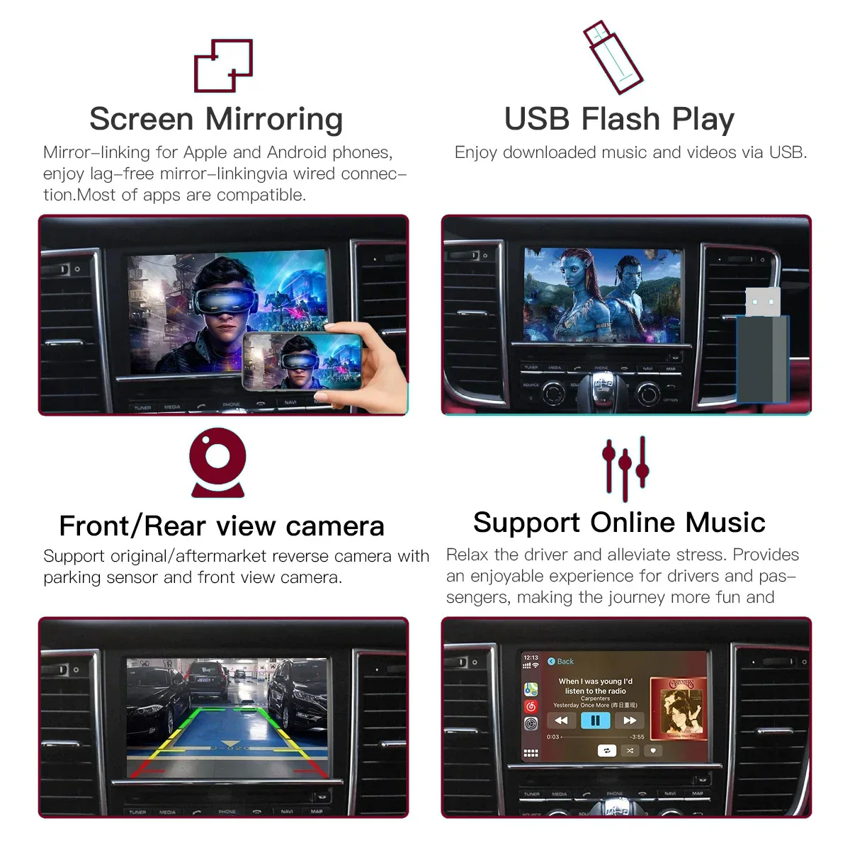 Module CarPlay sans fil pour Porsche PCM3.1 PCM4.0 PCM3.0 Cayenne / Panamera / Macan / 911/978/ Cayman, boîte de Navigation GPS