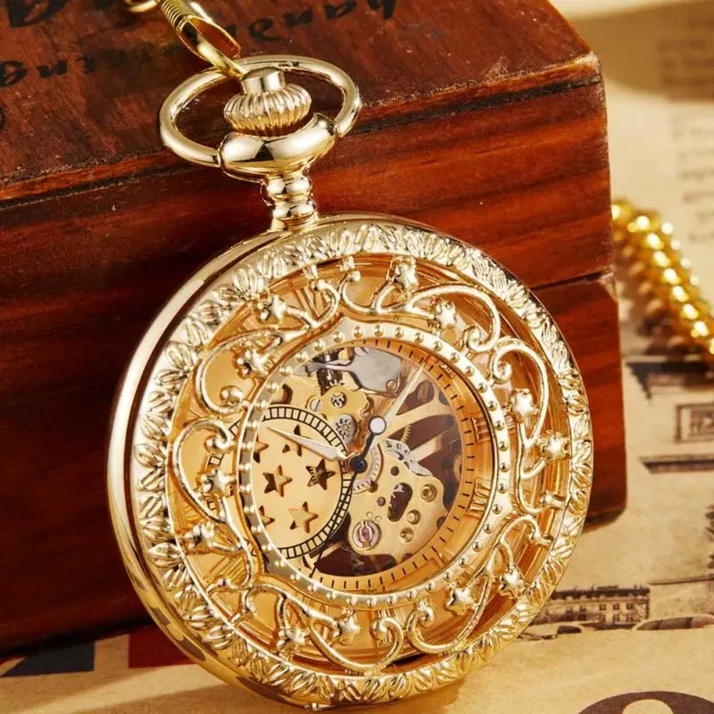 Mechanisch Zakhorloge Steampunk Vintage Zakhorloge Oude Antieke Ketting Holle Skelet Hand Wind Gesneden Fob Horloge