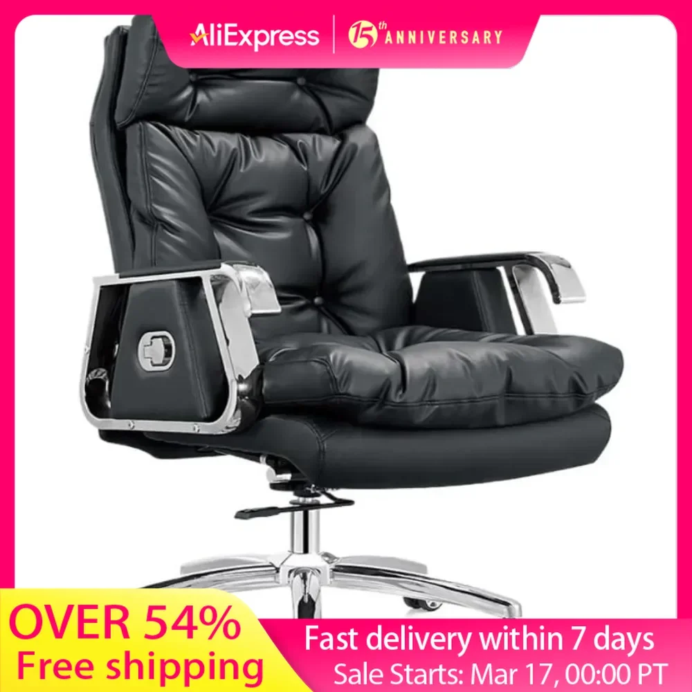 Office Chair Boss & Computer Chair Home Reclining First Layer Cowhide Office Swivel Chair Genuine Leather, PU  furniture office