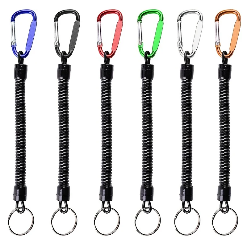 Retractable Fishing With Anti-lost Hand Rope Telescopic Spring with Carabiner Fishing Rope Retention Rope Fishing Tools Tackle