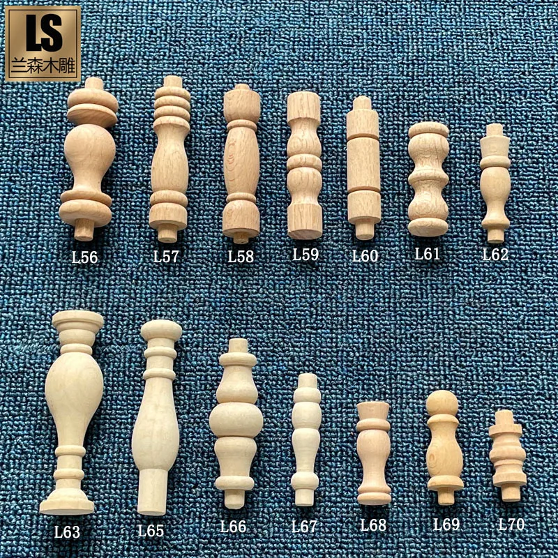 

Wooden Baluster Craftsmanship Carving European Style Decorative Pillar Unfinished Wood Columns For Cabinet Furniture Stair