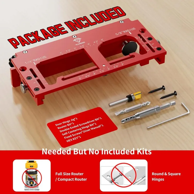 Door Hinge Jig Aluminum Alloy Door Lock Hole Positioner Mortising Template Kit for Woodworking DIY Furniture Installation