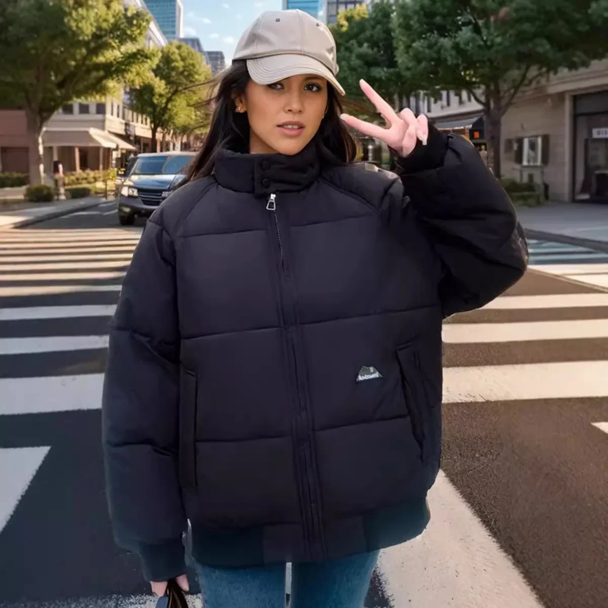 

Женская зимняя куртка-хлеб, женская розовая теплая утепленная хлопковая куртка с высоким воротником, теплая женская стеганая куртка, женская одежда 2025