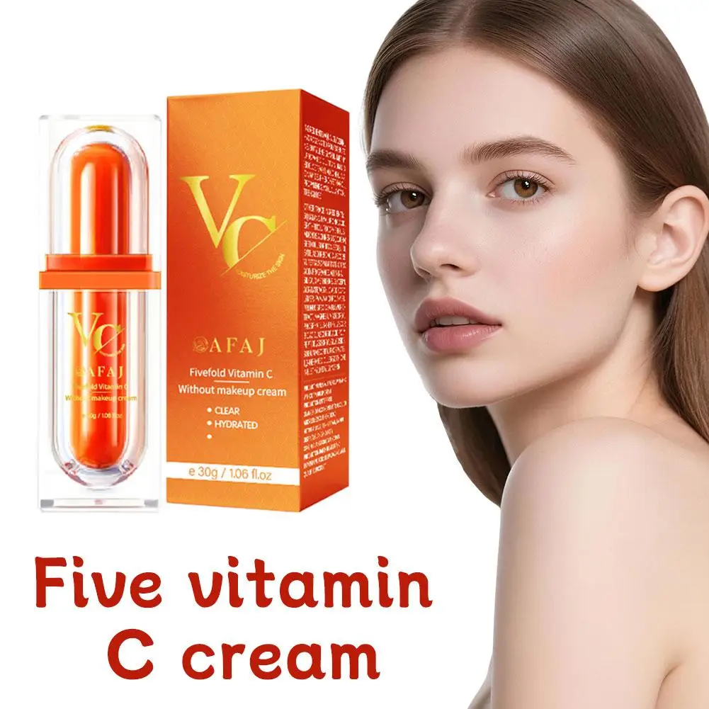5X Vitamin C Aufhellungscreme, Aufhellende Feuchtigkeitscreme ohne Make-up für Alle Hauttypen, Natürliche Whitening CC Creme für das Gesicht