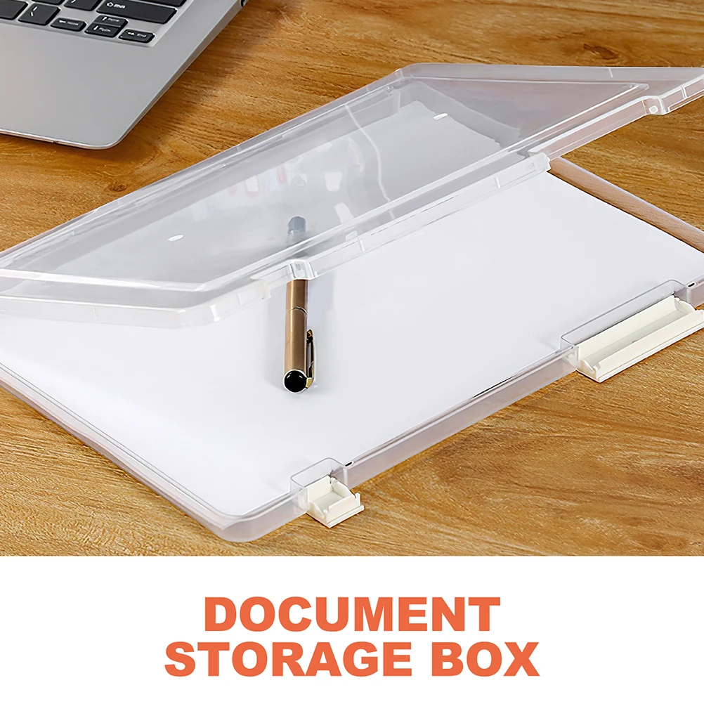 

2pcs Clear File Storage Boxes Transparent Document Organizer Stackable Paper Container Household Office File Box With Lid For