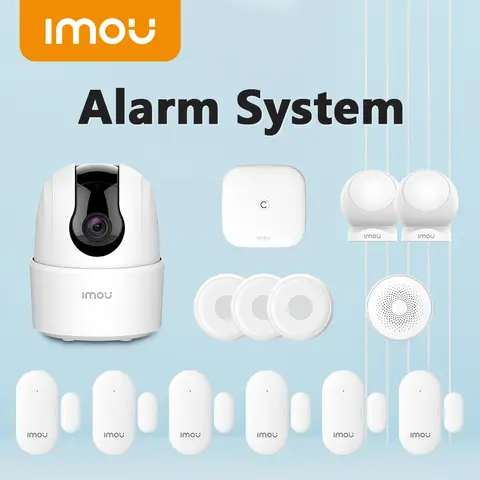 Imou sistema de alarme wi-fi doméstico zigbee 3.0, aplicativo em tempo real, sensor de movimento, sirene, janela, porta, câmera ip, funciona com alexa