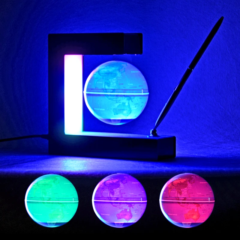 

Magnetic Floating And Levitating Globes 3 "With Led Lights World Map Educational Gifts For Home