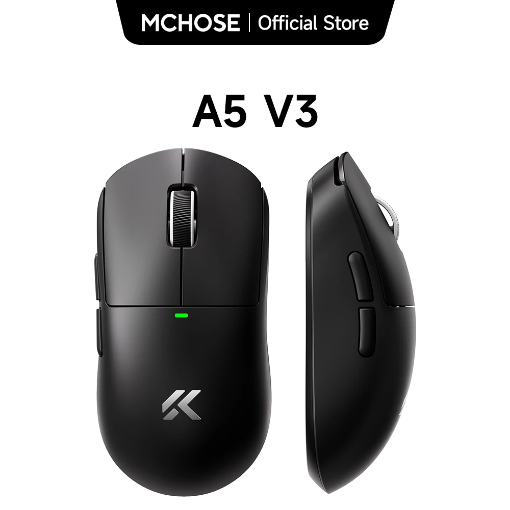 MCHOSE A5 V3 Ultralight 8K Wireless Ergonomic Gaming Mouse PAW3395 Sensor Tri-Mode 500mAh 56g TOPSPEED Wireless Technology