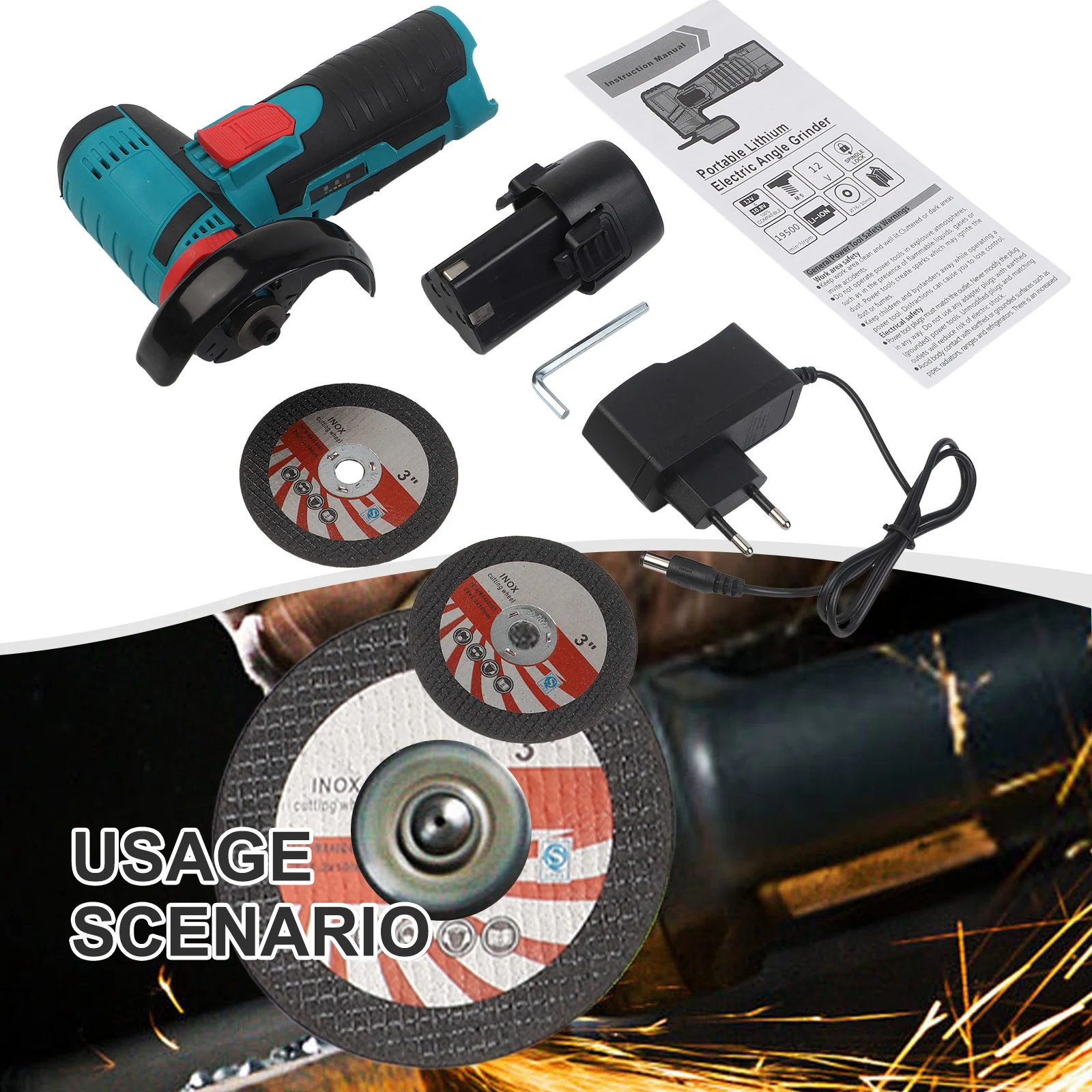 12V Cordless For Mini Angle Grinder 19500Rpm Brush Motor For For Tile Cutting Wall Grooving PVC Pipe Polishing Machine Power Too