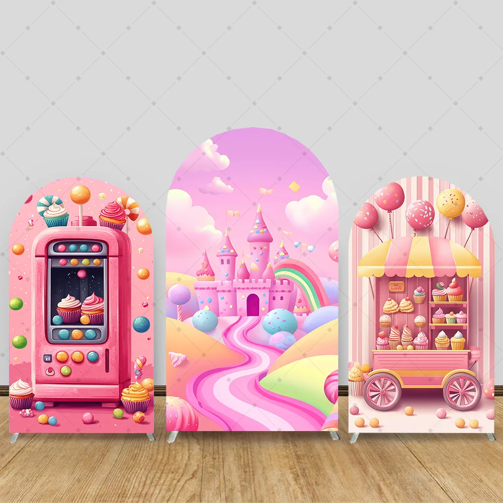 

Candy Castle Arch Custom Backdrop IceCream Dessert Birthday Party Girls Birthday Party Decor Cover Shower Photography Background