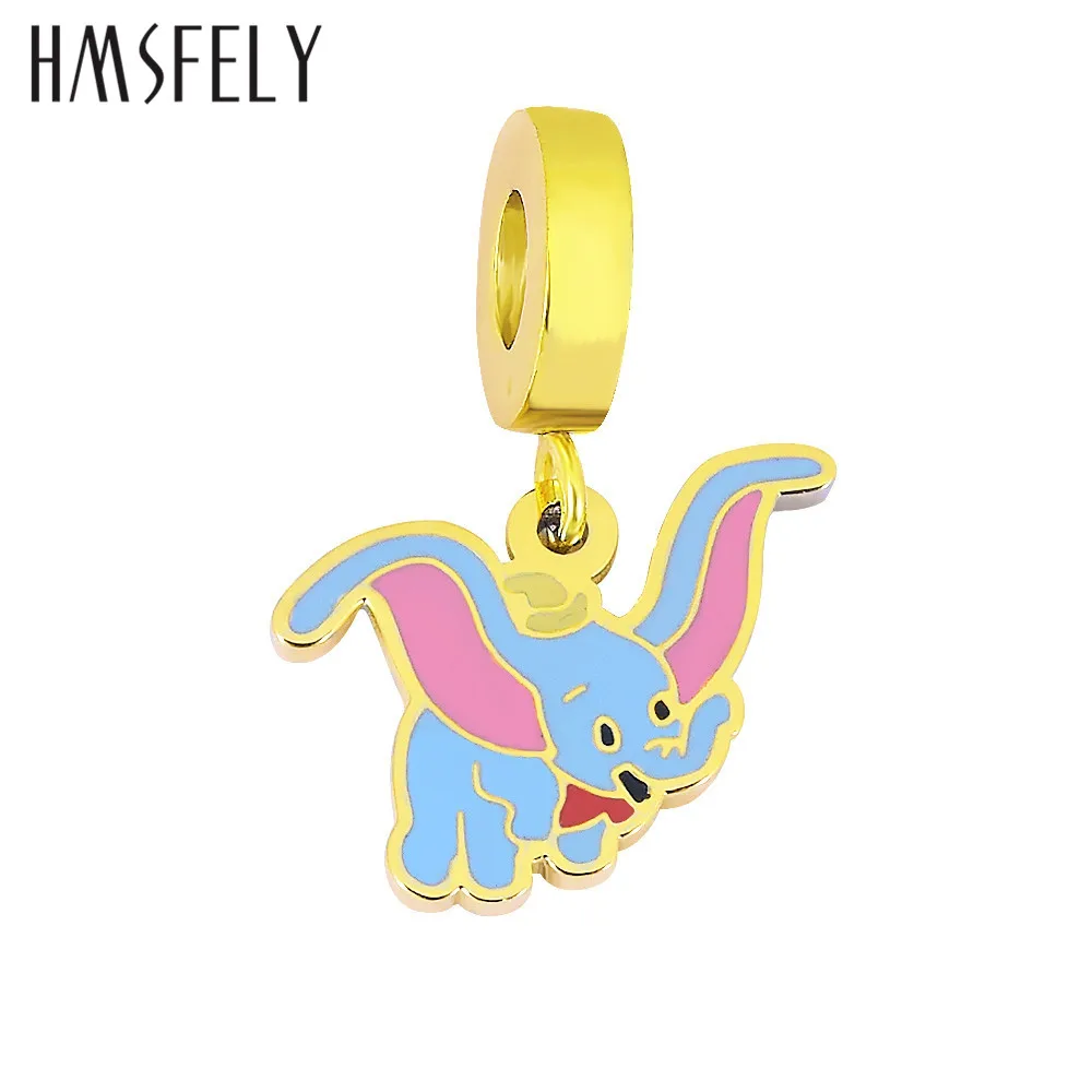 HMSFELY Stainless Steel Little Blue Elephant Pendant For DIY Bracelet Necklace Jewelry Making Accessories Bracelets Parts