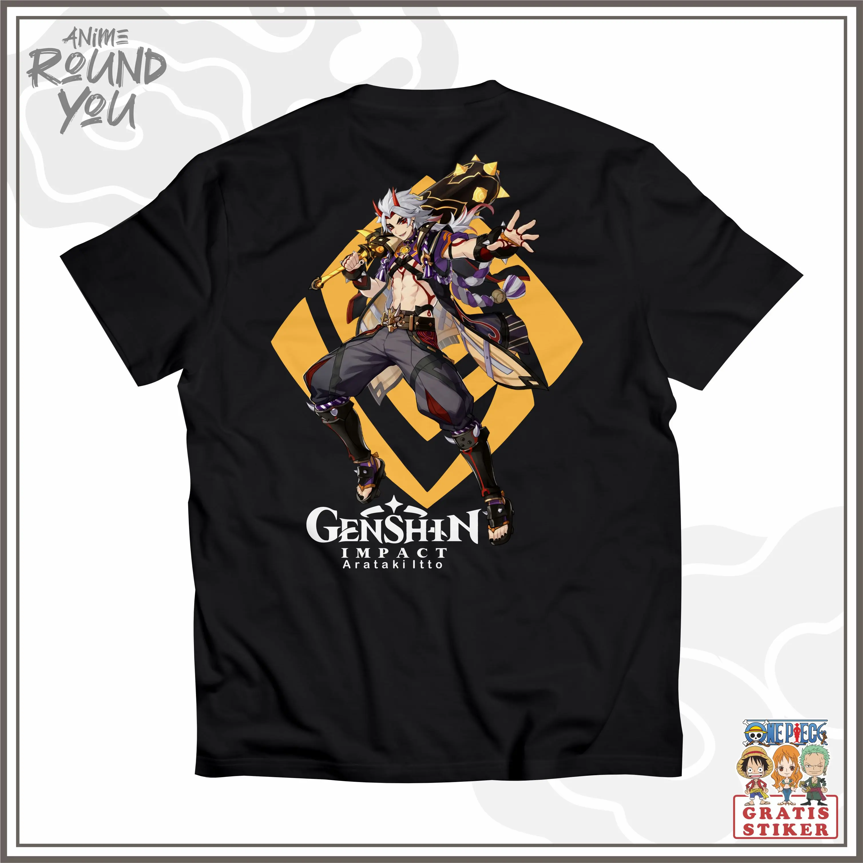 Kaos Itto Arataki Genshin Impact 01 Baju Anime katun 24s Jepang T-Shirt Anime Manga Premium