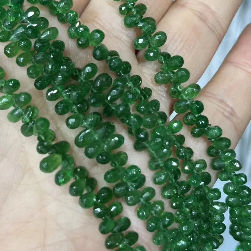 

7A TSAVORITE GREEN DROP FACETED 3*5MM 20CM for DIY jewelry making loose beads FPPJ wholesale nature