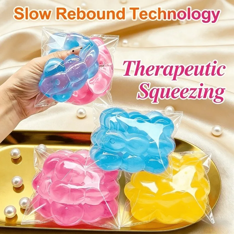 Grape cube squeeze squishy toy, soft touch sensory fidget toy, irresistible stress relief toy. perfect for finger exercises
