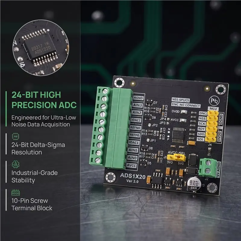 VEHO-ADS1220 24-Bit ADC Module High Accuracy Data Acquisition Analog To Digital Converter For Industrial Weighing