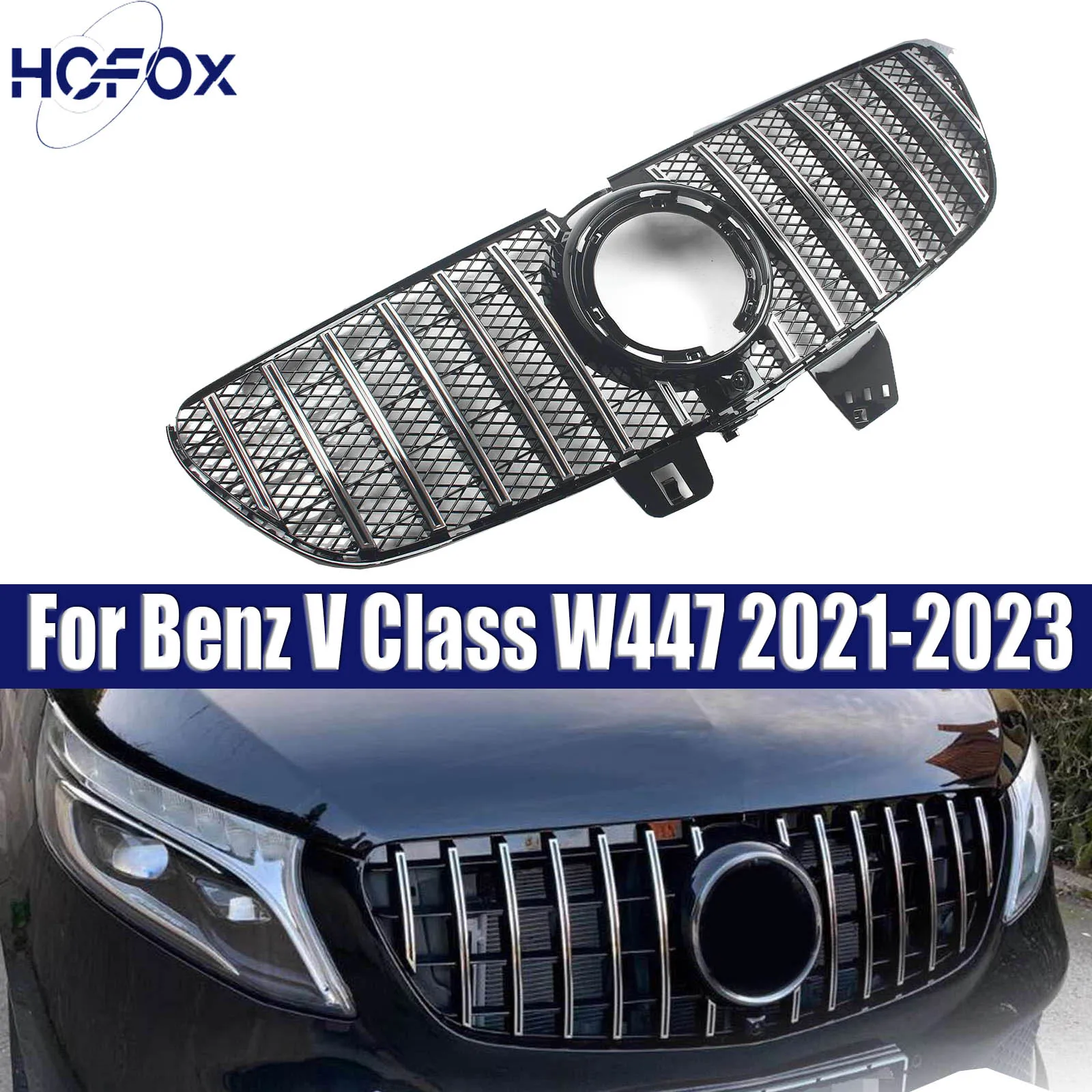 

Upgrade Front Inlet Mesh Grille Bumper Grill Middle Grid For Mercedes-Benz V Class W447 V220 V250 V260 V300 2021-2023