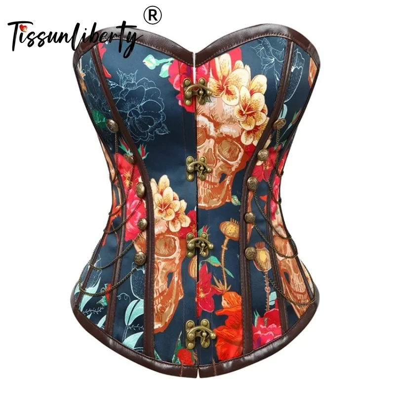 

Gothic Court Skull Women's Tight Corset Mujer Vintage Sexy Underwear Waist Trainer Slimming Body Shapewear Tops for Steampunk