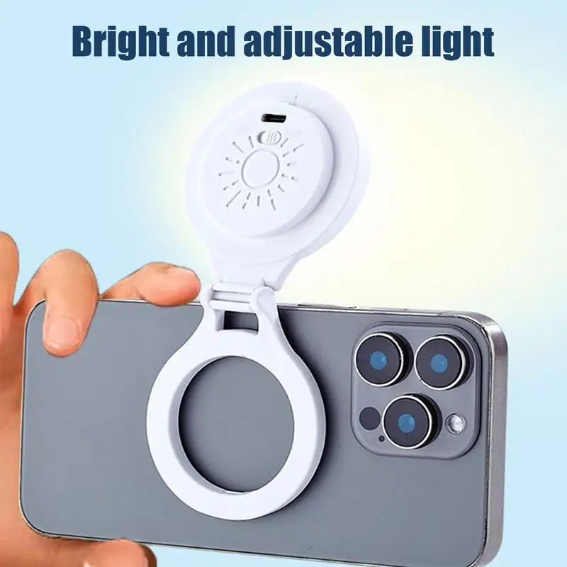여행용 자기 셀카 라이트 멀티 앵글 필 램프 사진 통화용 휴대용 자기 셀카 라이트 화상 회의