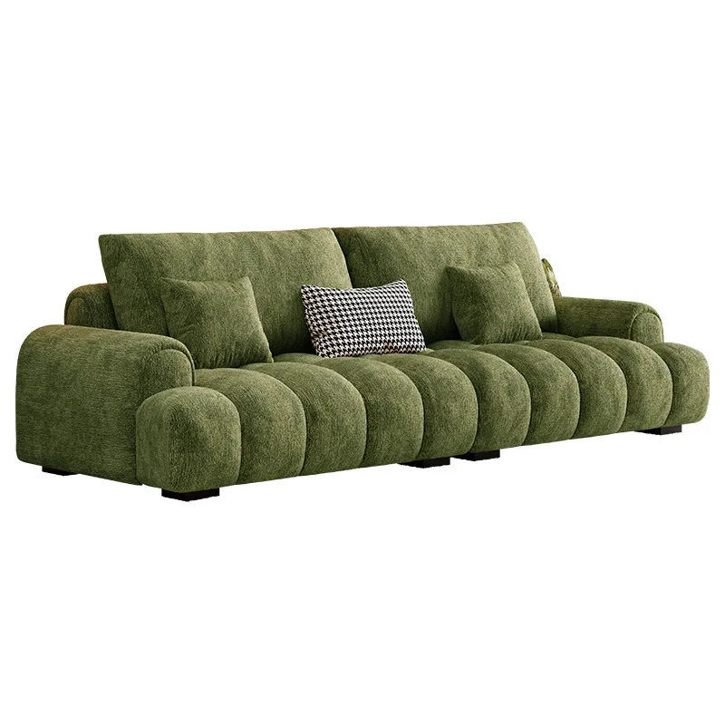 

！@Italian Minimalist Fabric Sofa Sponge Filling Solid Wood Frame Flannel Cover-Small Spaces Vintage Light Luxury Living Room Sof