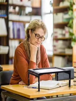 A4-Leselupe, 3-fach, große, vollseitige, faltbare Desktop-Lupe mit LED-Leuchten für Senioren, Sehbehinderte, Buchlesung