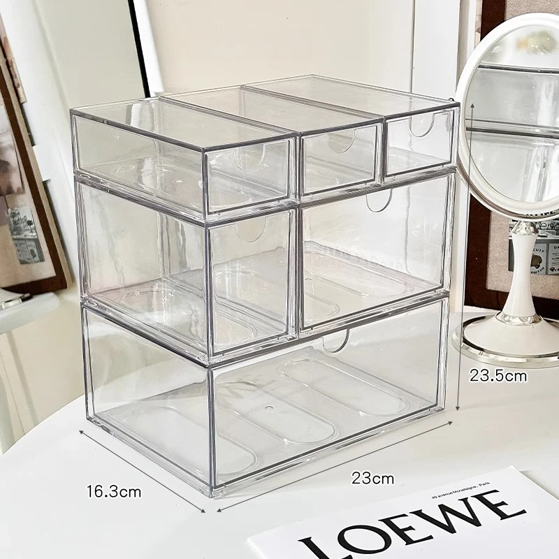 Акриловый прозрачный настольный органайзер для косметики, банка для ванной комнаты, ящик для хранения косметики, большой пыленепроницаемый органайзер для ватных тампонов
