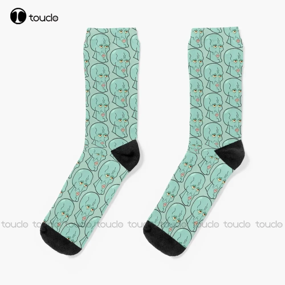 

New Handsome Squidward Socks White Long Socks Personalized Custom Unisex Adult Popularity Holiday Gifts Teen Socks