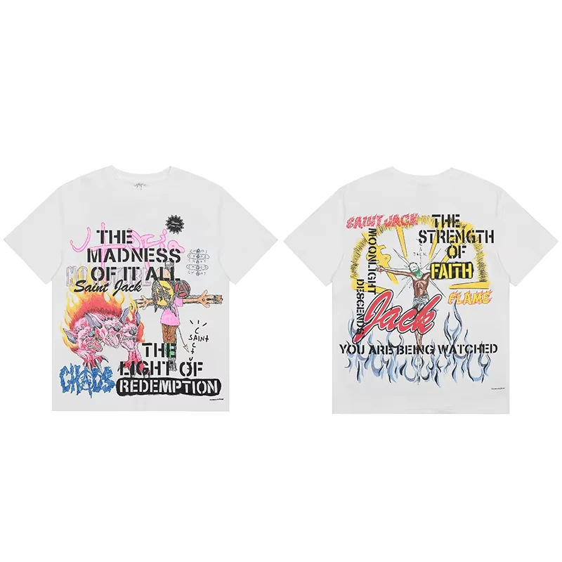 

Travis Scott Short Sleeve TS Print Hip Hop High Street Loose Print Alphabet Men's and Women's Sports Quick Dry T-Shirt
